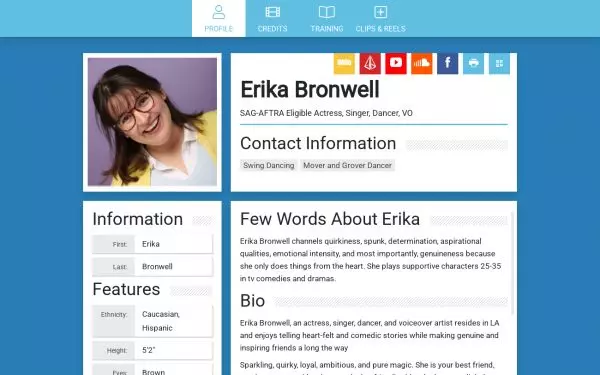 Erika Bronwell - an actor website built by Web For Actors