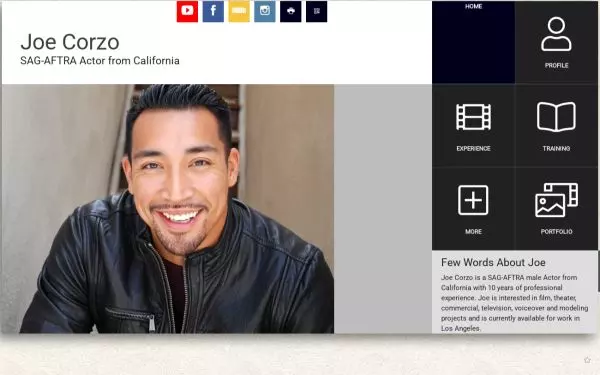 Joe Corzo - an actor website built by Web For Actors