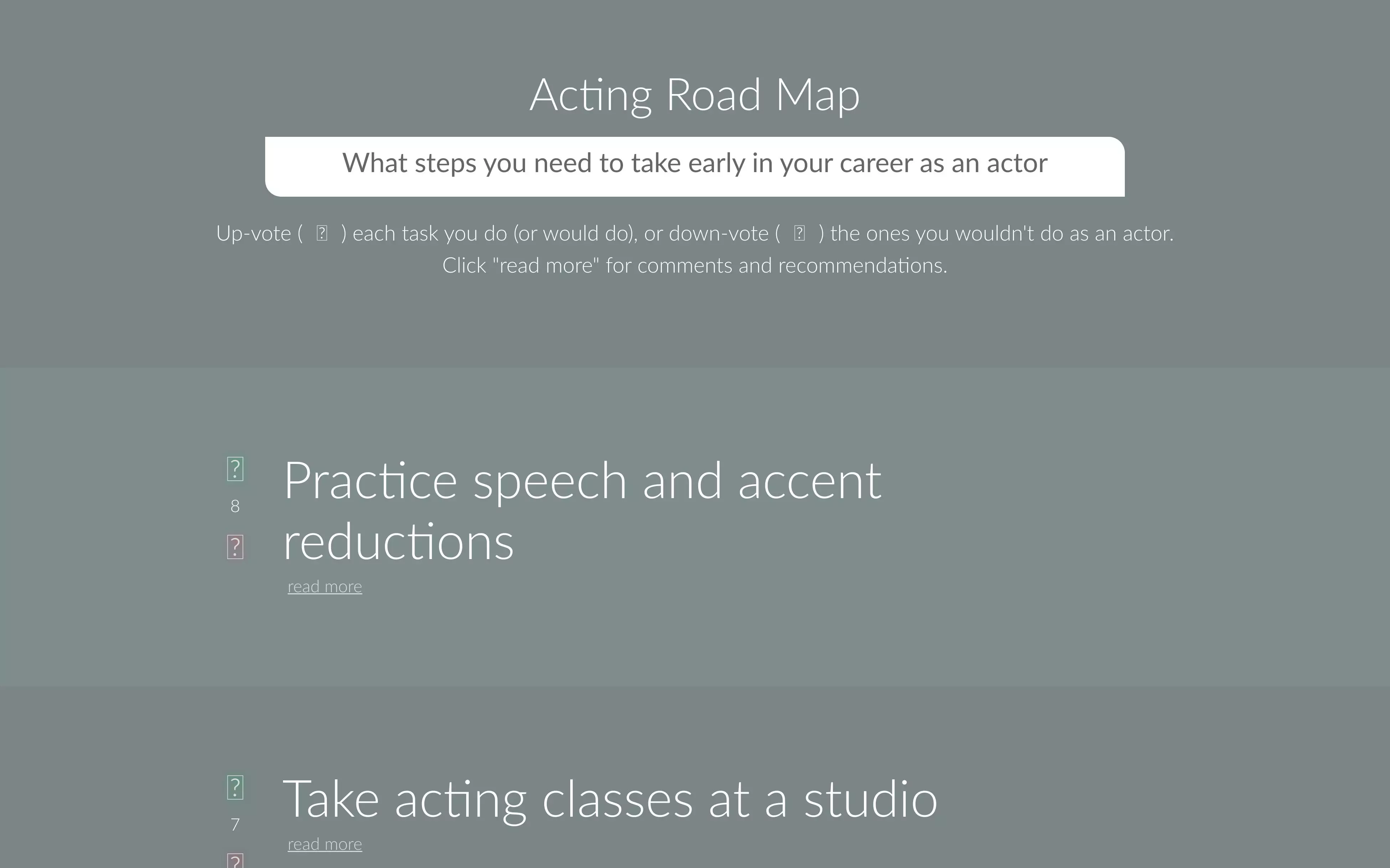 Acting Road Map