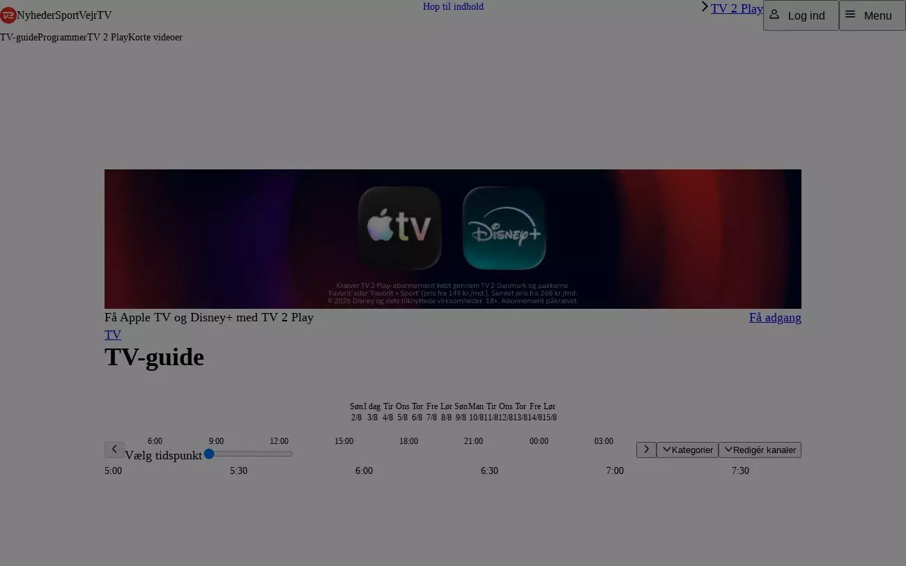 Screenshot of tv.dk