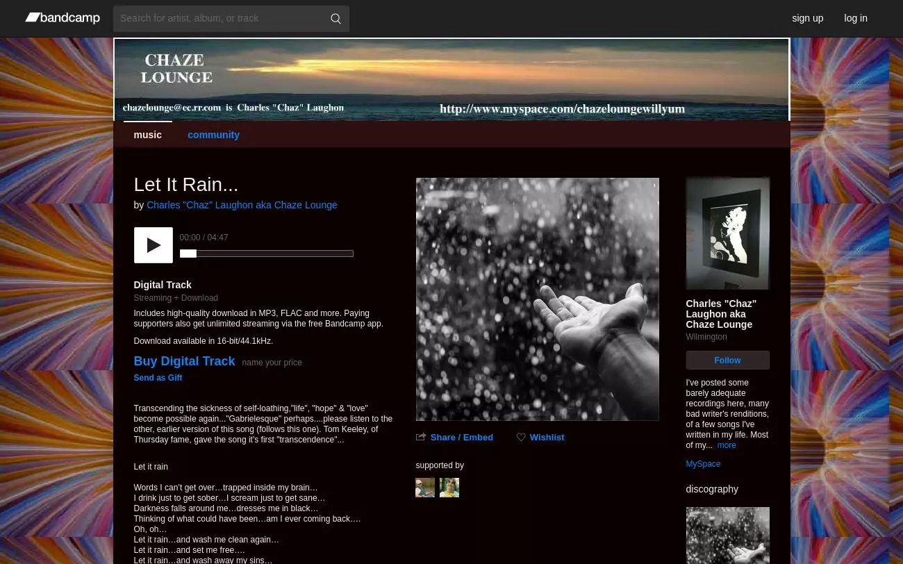 Screenshot of chazelounge.bandcamp.com