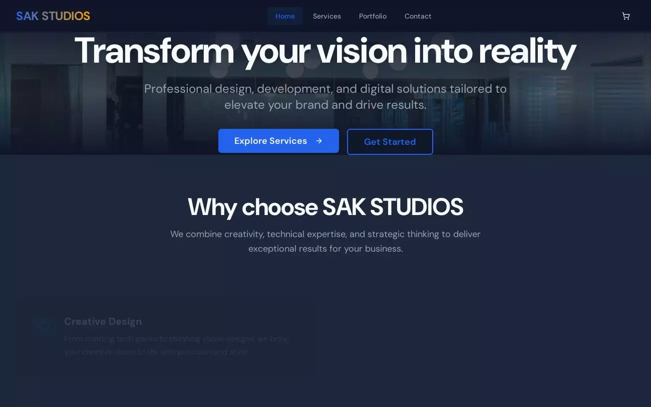 Screenshot of sakstudios.com